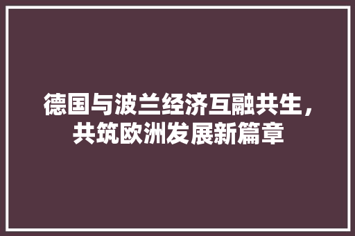 德国与波兰经济互融共生,共筑欧洲发展新篇章 德国与波兰经济互融共生,共筑欧洲发展新篇章