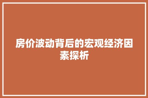 房价波动背后的宏观经济因素探析 房价波动背后的宏观经济因素探析