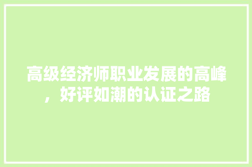 高级经济师职业发展的高峰,好评如潮的认证之路 高级经济师职业发展的高峰,好评如潮的认证之路