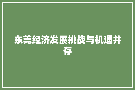 东莞经济发展挑战与机遇并存 东莞经济发展挑战与机遇并存