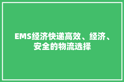 EMS经济快递高效、经济、安全的物流选择 EMS经济快递高效、经济、安全的物流选择