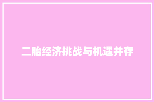 二胎经济挑战与机遇并存 二胎经济挑战与机遇并存