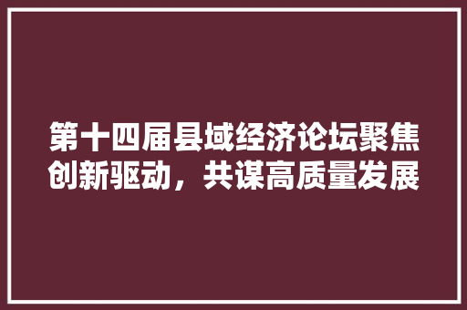 第十四届县域经济论坛聚焦创新驱动,共谋高质量发展 第十四届县域经济论坛聚焦创新驱动,共谋高质量发展