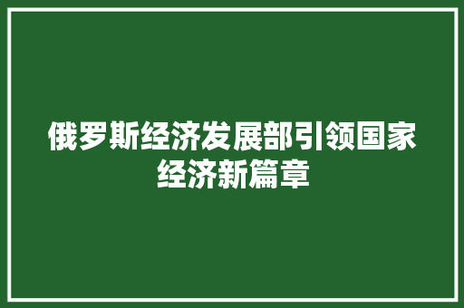俄罗斯经济发展部引领国家经济新篇章 俄罗斯经济发展部引领国家经济新篇章
