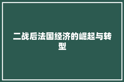 二战后法国经济的崛起与转型 二战后法国经济的崛起与转型