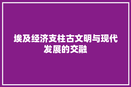 埃及经济支柱古文明与现代发展的交融 埃及经济支柱古文明与现代发展的交融