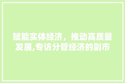 赋能实体经济,推动高质量发展,专访分管经济的副市长 赋能实体经济,推动高质量发展,专访分管经济的副市长