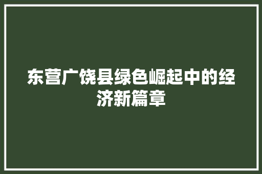 东营广饶县绿色崛起中的经济新篇章 东营广饶县绿色崛起中的经济新篇章