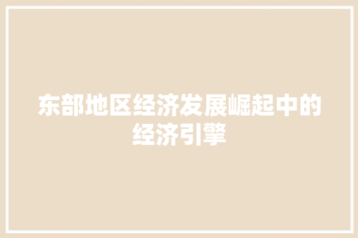 东部地区经济发展崛起中的经济引擎 东部地区经济发展崛起中的经济引擎