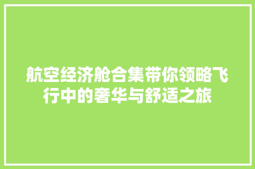 航空经济舱合集带你领略飞行中的奢华与舒适之旅 航空经济舱合集带你领略飞行中的奢华与舒适之旅