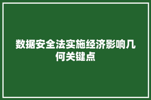 数据安全法实施经济影响几何关键点 数据安全法实施经济影响几何关键点