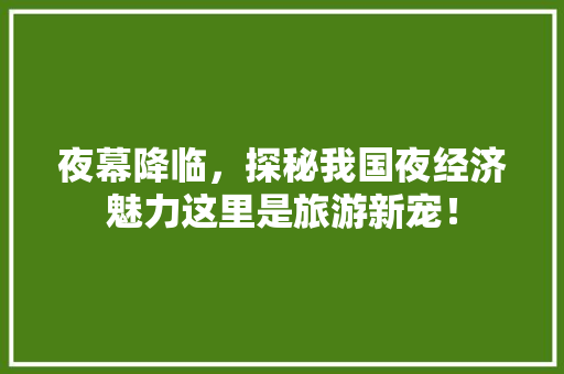 夜幕降临,探秘我国夜经济魅力这里是旅游新宠! 夜幕降临,探秘我国夜经济魅力这里是旅游新宠!
