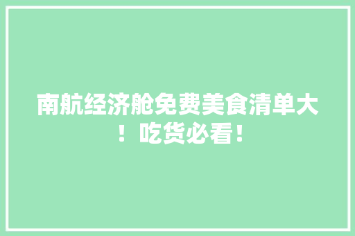 南航经济舱免费美食清单大!吃货必看! 南航经济舱免费美食清单大!吃货必看!