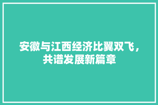 安徽与江西经济比翼双飞,共谱发展新篇章 安徽与江西经济比翼双飞,共谱发展新篇章