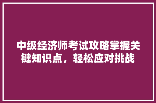 中级经济师考试攻略掌握关键知识点,轻松应对挑战 中级经济师考试攻略掌握关键知识点,轻松应对挑战