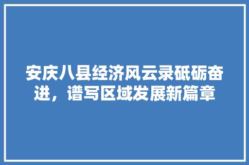 安庆八县经济风云录砥砺奋进,谱写区域发展新篇章 安庆八县经济风云录砥砺奋进,谱写区域发展新篇章