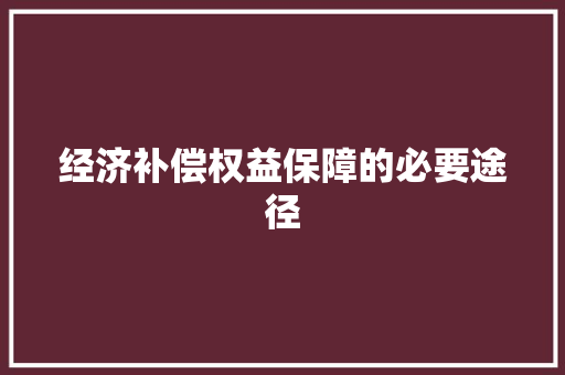 经济补偿权益保障的必要途径 经济补偿权益保障的必要途径
