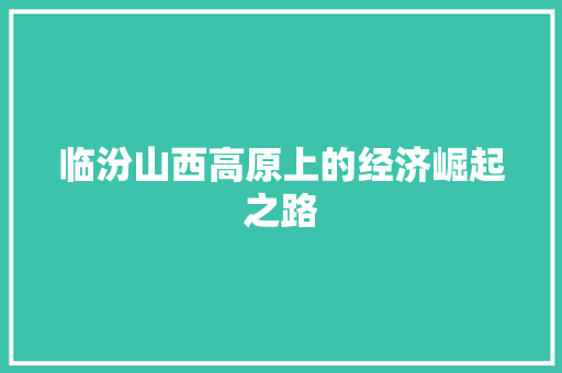 临汾山西高原上的经济崛起之路 临汾山西高原上的经济崛起之路
