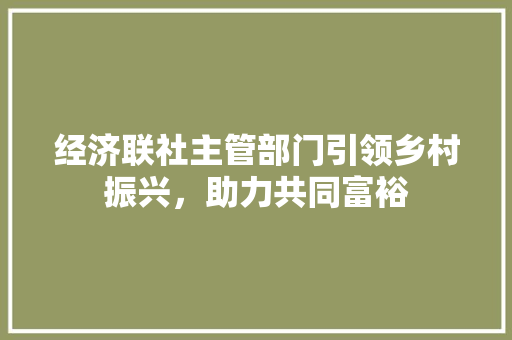 经济联社主管部门引领乡村振兴,助力共同富裕 经济联社主管部门引领乡村振兴,助力共同富裕
