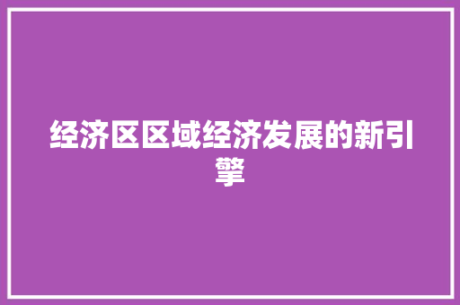 经济区区域经济发展的新引擎