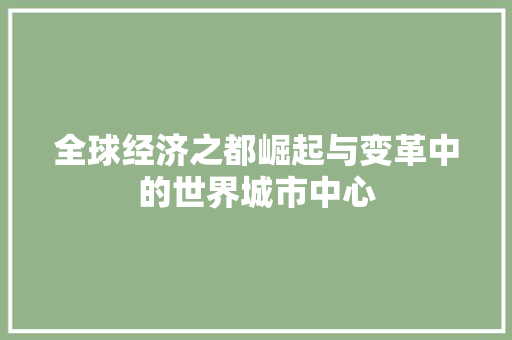 全球经济之都崛起与变革中的世界城市中心 全球经济之都崛起与变革中的世界城市中心