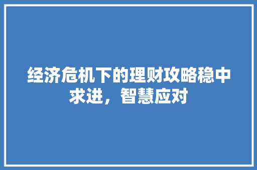 经济危机下的理财攻略稳中求进,智慧应对 经济危机下的理财攻略稳中求进,智慧应对