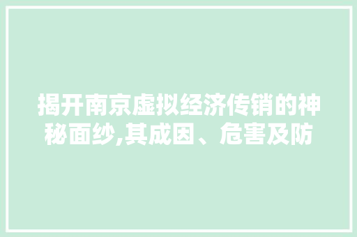 揭开南京虚拟经济传销的神秘面纱,其成因、危害及防范措施 揭开南京虚拟经济传销的神秘面纱,其成因、危害及防范措施