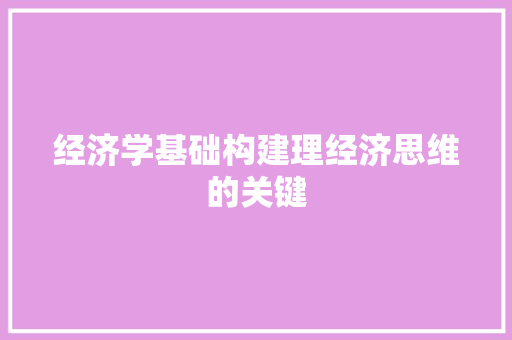 经济学基础构建理经济思维的关键 经济学基础构建理经济思维的关键