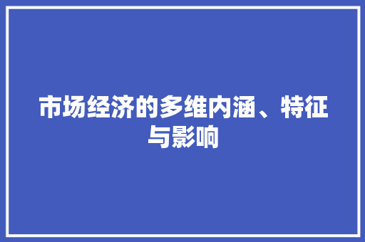 市场经济的多维内涵、特征与影响 市场经济的多维内涵、特征与影响
