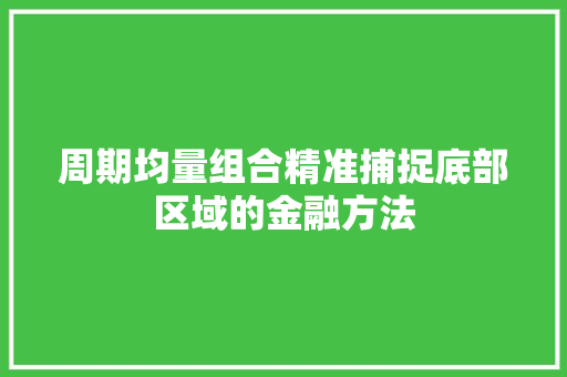 周期均量组合精准捕捉底部区域的金融方法 周期均量组合精准捕捉底部区域的金融方法