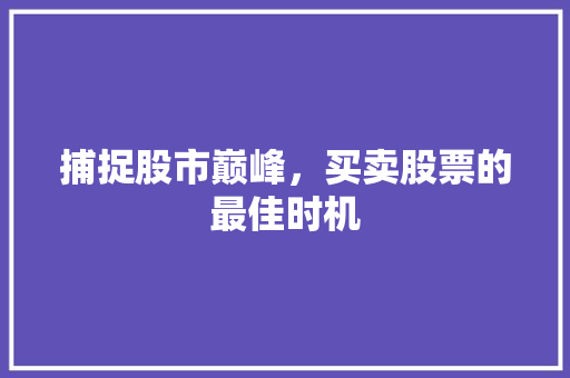 捕捉股市巅峰,买卖股票的最佳时机 捕捉股市巅峰,买卖股票的最佳时机