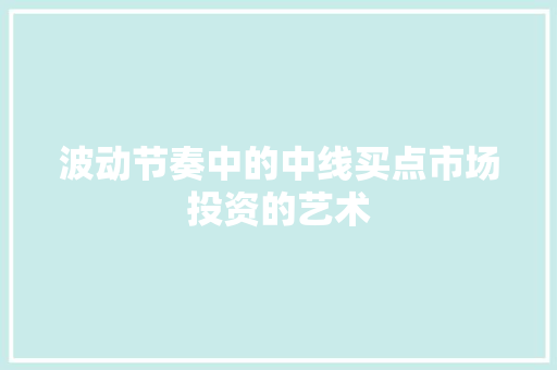 波动节奏中的中线买点市场投资的艺术 波动节奏中的中线买点市场投资的艺术