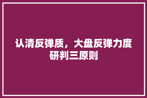 认清反弹质,大盘反弹力度研判三原则 认清反弹质,大盘反弹力度研判三原则