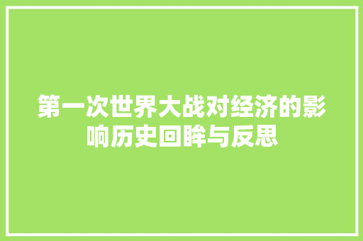 第一次世界大战对经济的影响历史回眸与反思 第一次世界大战对经济的影响历史回眸与反思