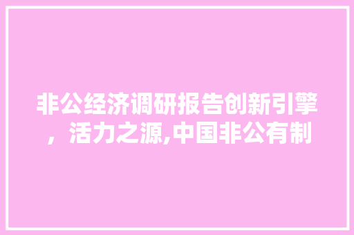 非公经济调研报告创新引擎,活力之源,中国非公有制经济高质量发展探析 非公经济调研报告创新引擎,活力之源,中国非公有制经济高质量发展探析