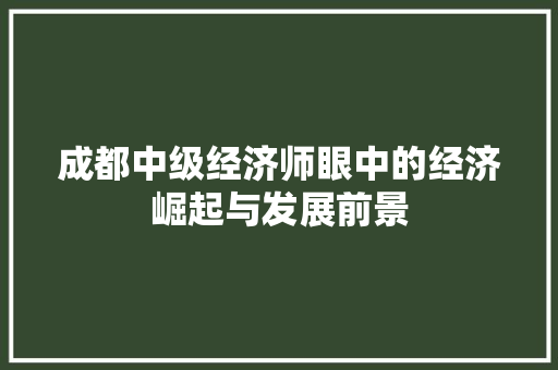 成都中级经济师眼中的经济崛起与发展前景 成都中级经济师眼中的经济崛起与发展前景
