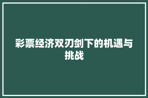 彩票经济双刃剑下的机遇与挑战 彩票经济双刃剑下的机遇与挑战