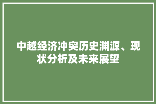 中越经济冲突历史渊源、现状分析及未来展望 中越经济冲突历史渊源、现状分析及未来展望