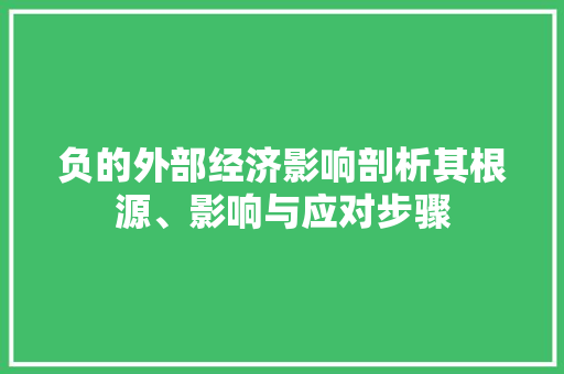 负的外部经济影响剖析其根源、影响与应对步骤 负的外部经济影响剖析其根源、影响与应对步骤