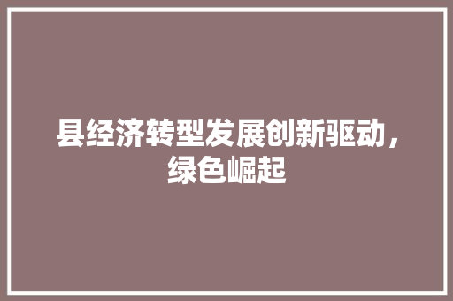 县经济转型发展创新驱动,绿色崛起 县经济转型发展创新驱动,绿色崛起