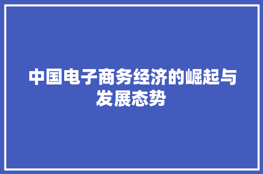中国电子商务经济的崛起与发展态势 中国电子商务经济的崛起与发展态势