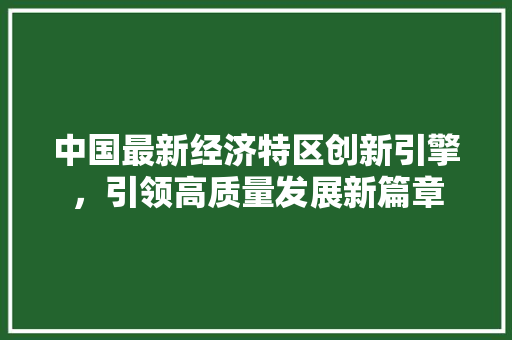 中国最新经济特区创新引擎,引领高质量发展新篇章 中国最新经济特区创新引擎,引领高质量发展新篇章