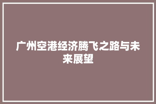广州空港经济腾飞之路与未来展望 广州空港经济腾飞之路与未来展望