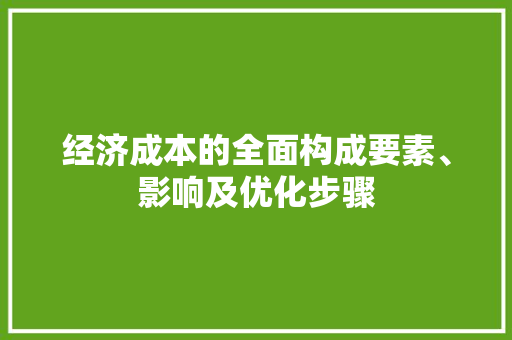 经济成本的全面构成要素、影响及优化步骤 经济成本的全面构成要素、影响及优化步骤