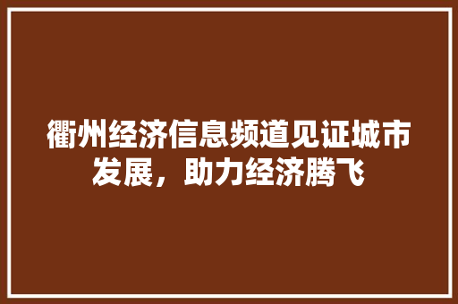 衢州经济信息频道见证城市发展,助力经济腾飞 衢州经济信息频道见证城市发展,助力经济腾飞