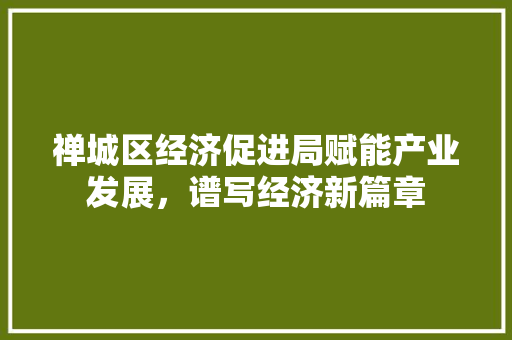 禅城区经济促进局赋能产业发展,谱写经济新篇章 禅城区经济促进局赋能产业发展,谱写经济新篇章