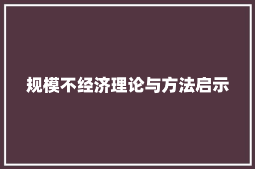 规模不经济理论与方法启示 规模不经济理论与方法启示