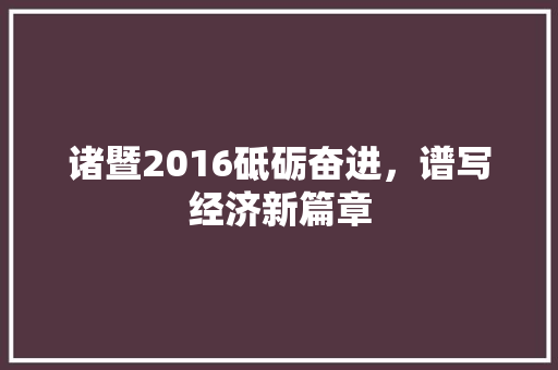 诸暨2016砥砺奋进,谱写经济新篇章 诸暨2016砥砺奋进,谱写经济新篇章