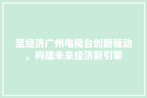 至经济广州电视台创新驱动,构建未来经济新引擎 至经济广州电视台创新驱动,构建未来经济新引擎