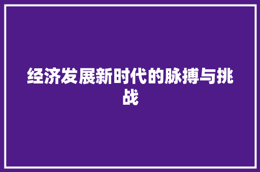 经济发展新时代的脉搏与挑战 经济发展新时代的脉搏与挑战